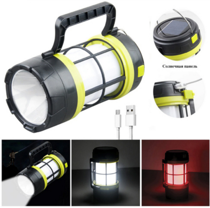 Ліхтар переносний 910-LED+COB, power bank, Li-Ion, сон. бат, ЗП microUSB, Червоний-Білий