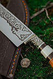 Ніж ручної роботи узбецького типу «Пчак #5» (Сокіл) зі шкіряними піхвами 95х18/57-58 HRC, фото 4