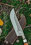 Ніж ручної роботи узбецького типу «Пчак #5» (Сокіл) зі шкіряними піхвами 95х18/57-58 HRC, фото 2