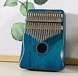 Калімба "ручне фортепіано" на 17 язичків (Синє дерево - орнамент квіти), фото 2