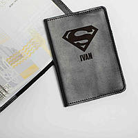 Обложка для паспорта "Супермен" персонализированный, Чорний, Black aiw2345