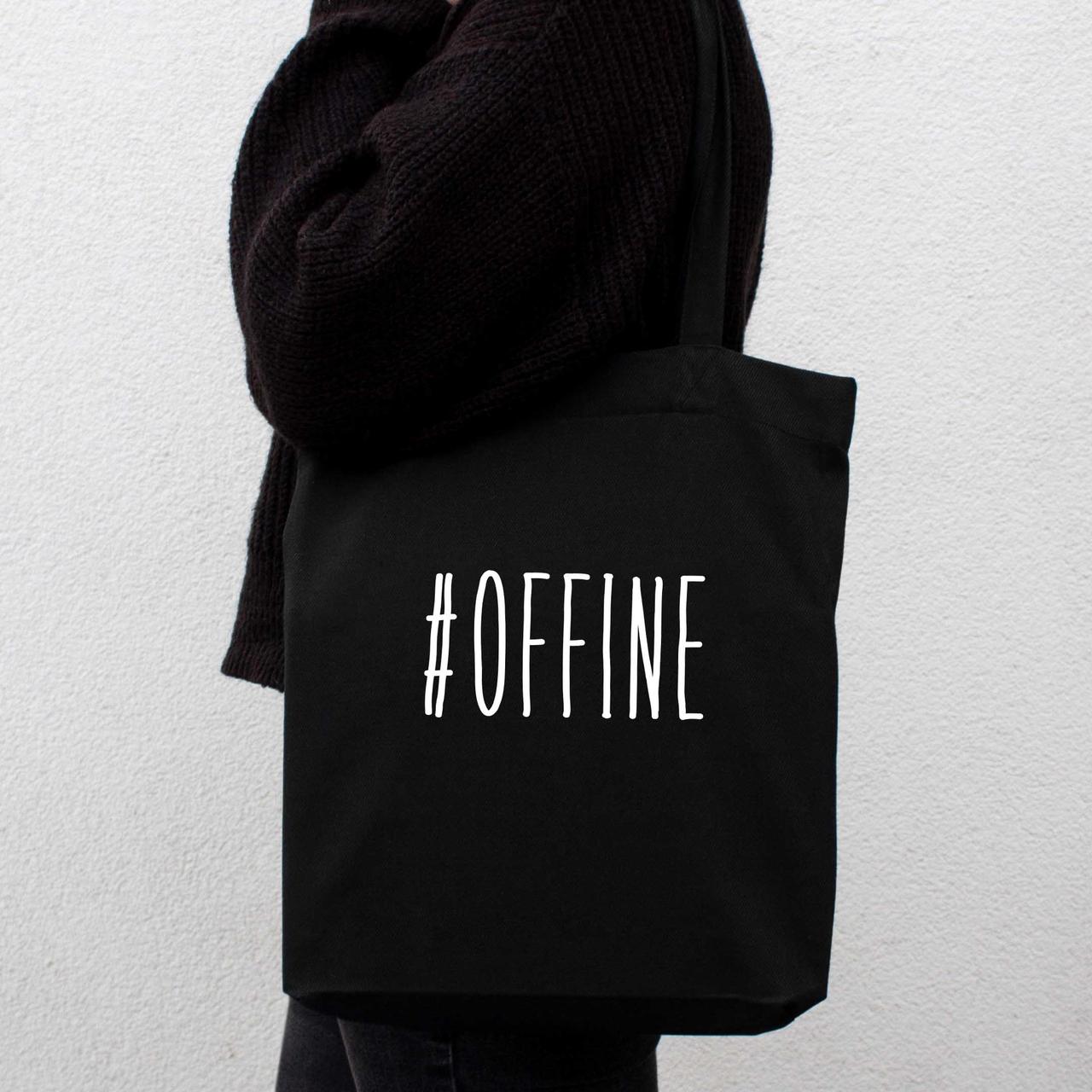 Екосумка "#offine", Чорний, Black, англійська, фото 1
