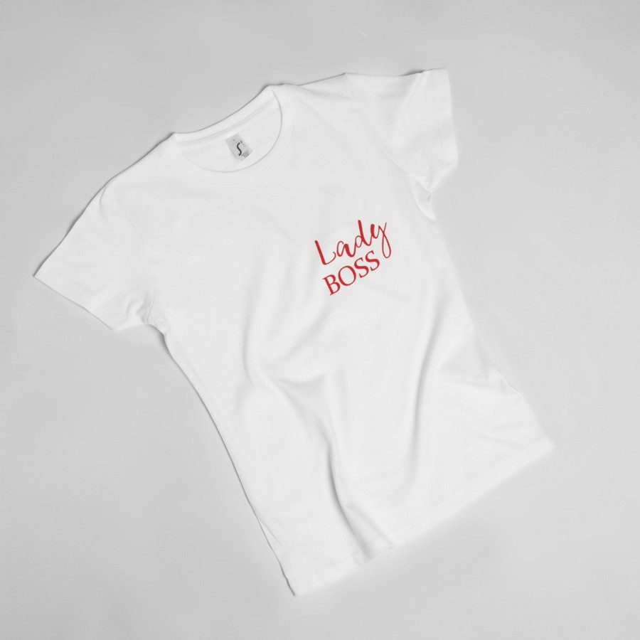 Футболка "Lady Boss" жіноча, Білий, L, White, англійська, фото 1