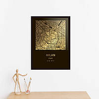 Постер "Милан / Milano" фольгированный А3, gold-black, gold-black, англійська aiw3171