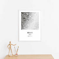 Постер "Милан / Milano" фольгированный А3, gold-black, gold-black, англійська aiw3171 silver-white