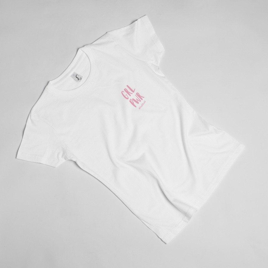 Футболка "GRL PWR" жіноча, Білий, L, White, англійська, фото 1