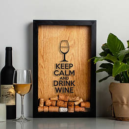 Рамка для винних корків "Keep calm", Чорний-коричневий, англійська