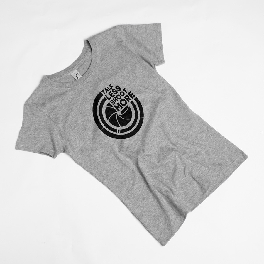 Футболка "Talk less, shoot more" жіноча, Сірий, XS, Gray, англійська, фото 1