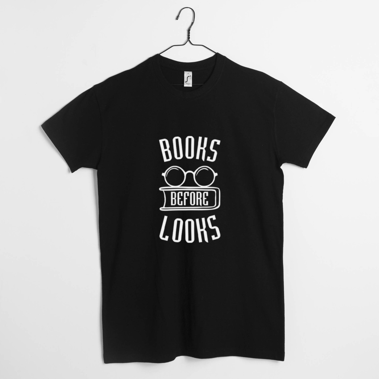 Футболка "Books before looks" чоловіча, Чорний, XS, Black, англійська, фото 1