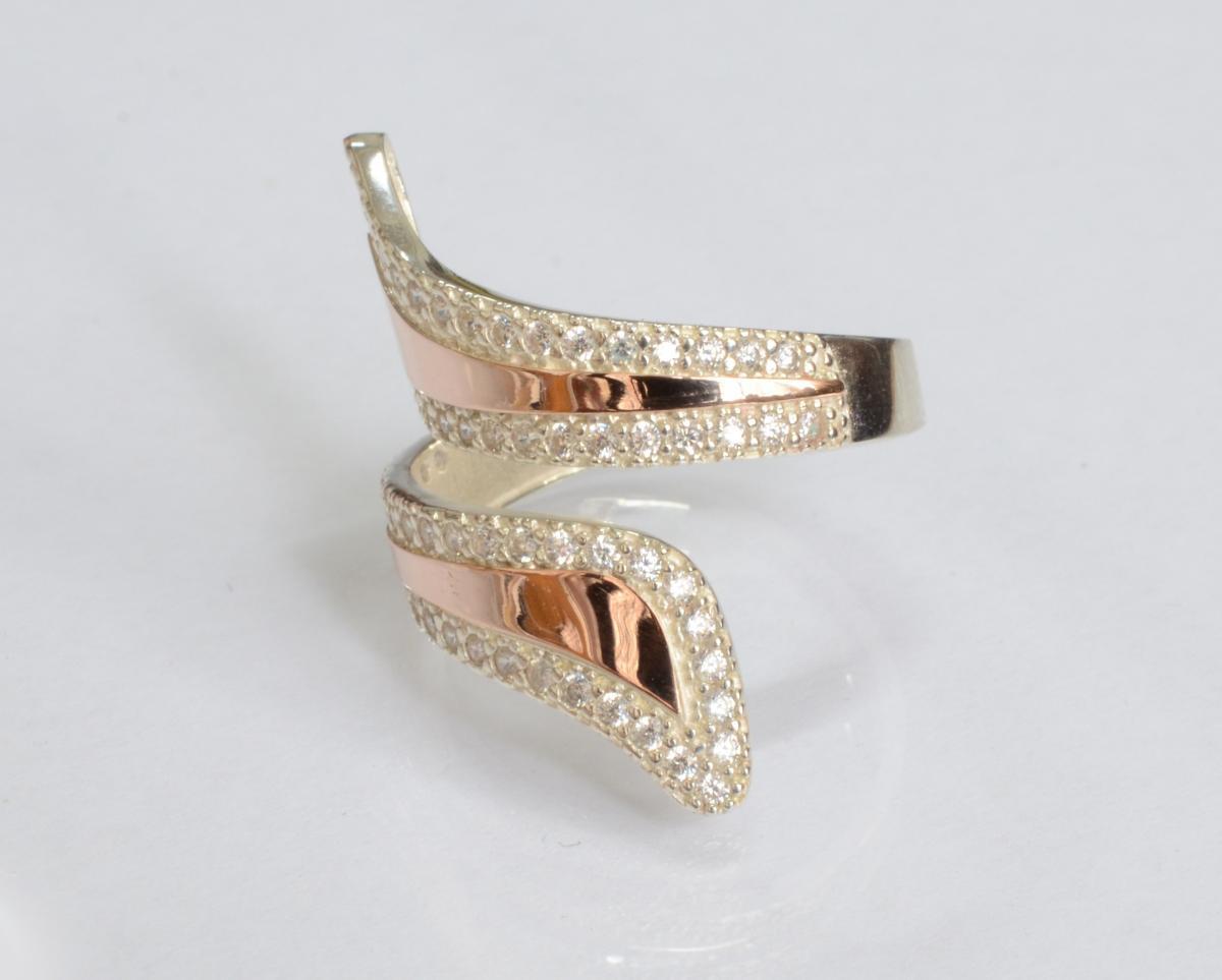 Срібна каблучка з золотими вставками, фото 1