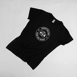 Футболка "Shoot all day, cropp all night" жіноча, Чорний, XS, англійська