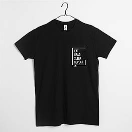 Футболка "Eat Read Sleep Repeat" чоловіча, Чорний, XXL, англійська
