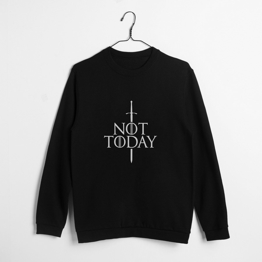 Світшот GoT "Not today" унісекс, Чорний, L, Black, англійська, фото 1