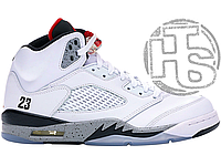 Мужские кроссовки Air Jordan 5 Retro White Cement (c мехом) 136027-104