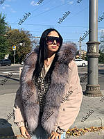 Женская зимняя куртка бомбер с натуральным мехом блюфрост с 42 по 58