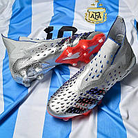 Eur38-45 футбольные бутсы Adidas Predator Freak + FG серебристые Showpiece водонепроницаемые