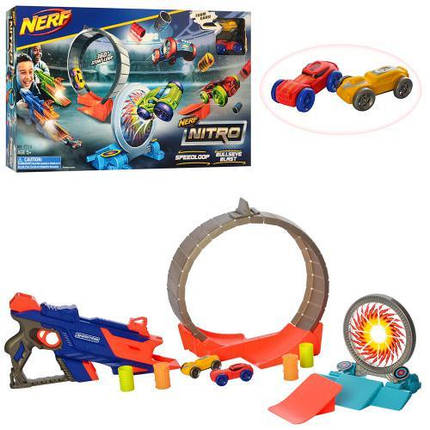 KM7715MT Трек машинки 2 штуки, 7 см, запуск у формі автомата 30 см, 360, коробці 56-33-6,5 см, фото 1