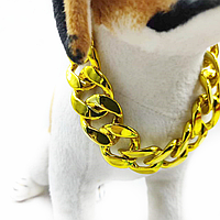 Ошейник - цепочка пластиковаяукрашение для собак и кошек Золотой цвет 40*2 см