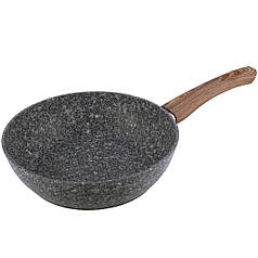 Сотейник антипригарний Kamille 24 см сковорода глибока з кованого алюмінію сірий граніт для індукції та газу