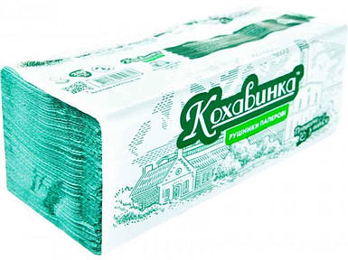 Рушники паперові Рушники V-типу 23*25 Зелені 200 шт ТМ Кохавінка FG