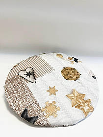 Декоративна подушка сидіння кругла на стілець новорічна котонова (бавовняна)