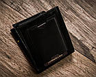Горизонтальне шкіряне портмоне чорне Peterson у подарунковій коробці, фото 5