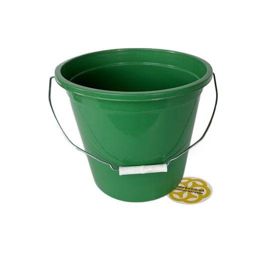 Якісне відро з ручкою для сміття 10Л, зелений пластик Afacan Plastik