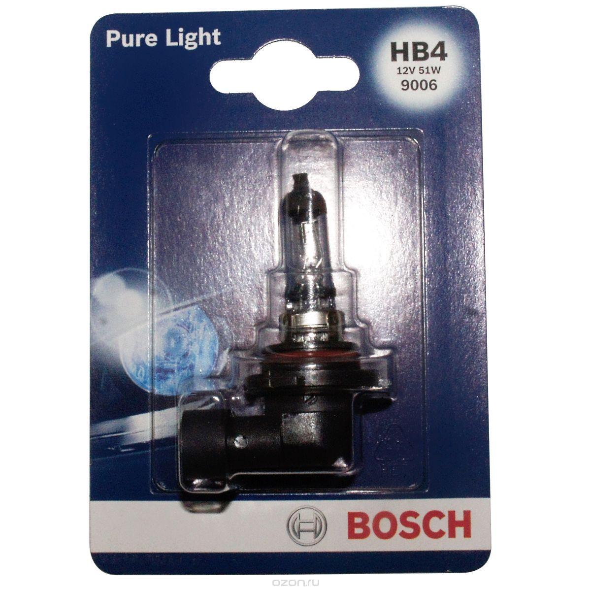 Галогеновая лампа BOSCH Pure Light HB4 51W 12V P22d (1987301063) 1шт./ блистер