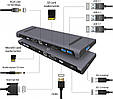 Концентратор Type-C Cablexpert A-CM-COMBO10-01 (USB-hub + HDMI/VGA/PD/CR/LAN/3.5mm) (код 133871), фото 3