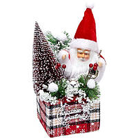 Настольный новогодний декор Дед Мороз с елкой на подарке 20*25 см 23M-78-1 в упаковке 1 шт