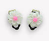 Сережки кліпси дитячі для вух без пробивання квітка Хризантема біла з малиновой, фото 2