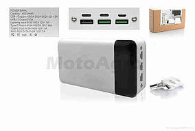 Портативний зарядний пристрій павербанк 40000mAh USB/Type-C 5,9, 12 вольтів 3 A +фонарик 2LED білий