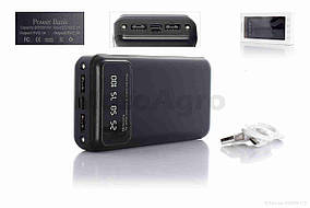 Портативний зарядний пристрій павербанк 20000 mAh USB/Type-C +фонарик 2LED чорний