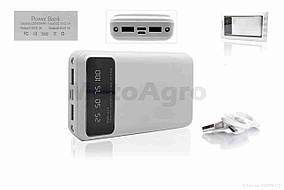 Портативний зарядний пристрій павербанк 20000 mAh USB/Type-C + ліхтарик 2LED білий