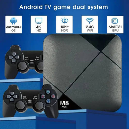 Игровая ТВ-приставка M8 mini 4K на Android TV с встроенным эмулятором ...