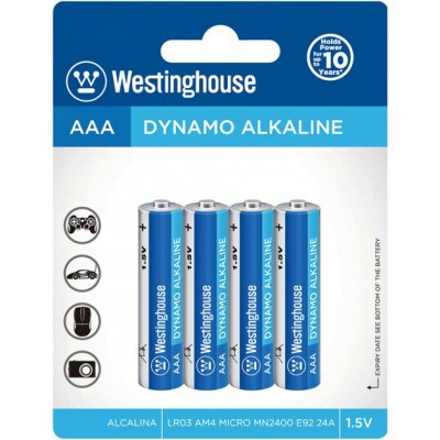 Лужна батарейка Dynamo Alkaline AAA/LR03 4шт/уп blister Westinghouse LR03-BP4