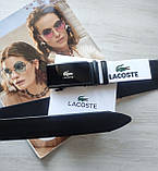 Чоловічий шкіряний ремінь Lacoste пряжка автомат, фото 2