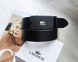 Чоловічий подарунковий набір Lacoste ремінь і гаманець чорний, фото 2