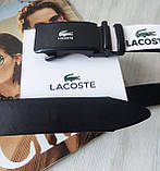 Чоловічий шкіряний ремінь Lacoste пряжка автомат, фото 3