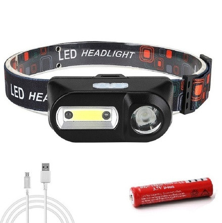 Налобний ліхтар LED  COB ліхтарик на голову акумуляторний USB charge LED 3 режима