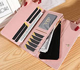 Женский БАРБИ кошелек клатч портмоне КОРОНА розовый, жіночий горизонтальний гаманець кольору барбі, фото 2