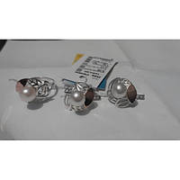 Срібний комплект із перлами. Срібний гарнітур із золотими напайками