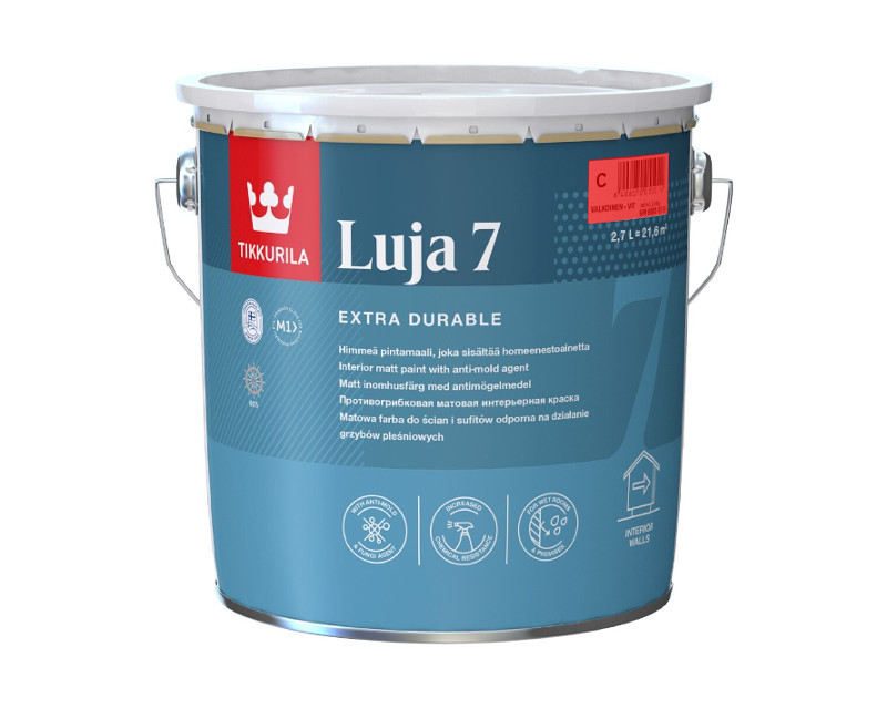 Краска антисептическая TIKKURILA LUJA 7 для влажных помещений матовая транспарентая(база С) 2,7л - фото 1 - id-p2015962238