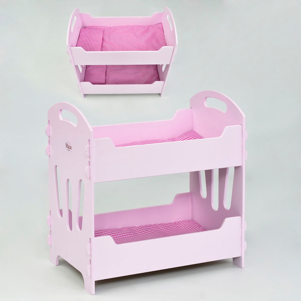 Ліжечко для ляльок двоярусне "МАСЯ" 8002, колір рожевий, в коробці