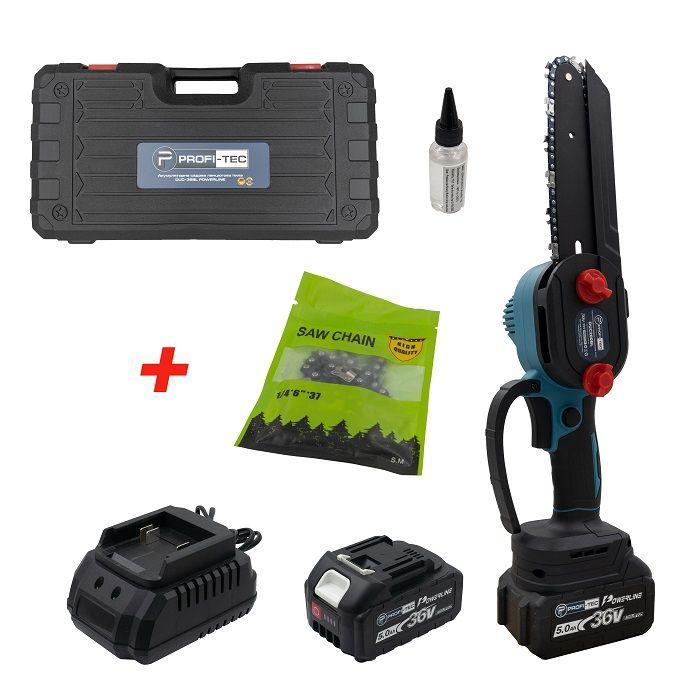 Аккумуляторна ланцюгова пила PROFI-TEC DUC200BL POWERLine (2 х 4.0 Аг, зарядний пристрій)