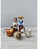 Шопка різдвяна скульптурна з 5 персонажів в етнічному стилі ручної роботи, handmade святковий декор