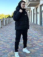 Пуховик спортивный мужской Зимняя мужская куртка на био-пухе Стильный спортивный пуховик Чёрный