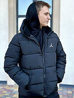 Зимняя мужская куртка на био-пухе Стильный спортивный пуховик Чёрный