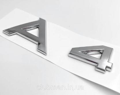 Шильдик емблема напис на багажник AUDI A4 колір хром, фото 1