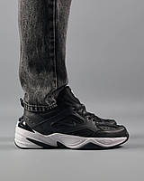 Кроссовки мужские Nike M2K Tekno All Black черные/мужские кроссовки Найк М2 Текно на осень черные кожаные